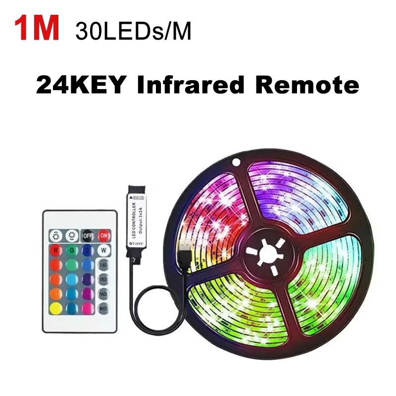 

Светодиодная лента RGB с 24 клавишами и дистанционным управлением, гибкая лампа, лента 2835 SMD, подсветка телевизора для домашнего декора на рождественскую вечеринку
