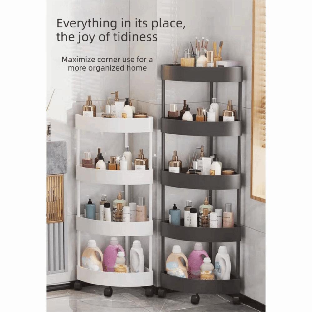 Multi-Tier Bathroom Storage Rack Large Capacity Rolling Cart Storage Rack Home Organizer