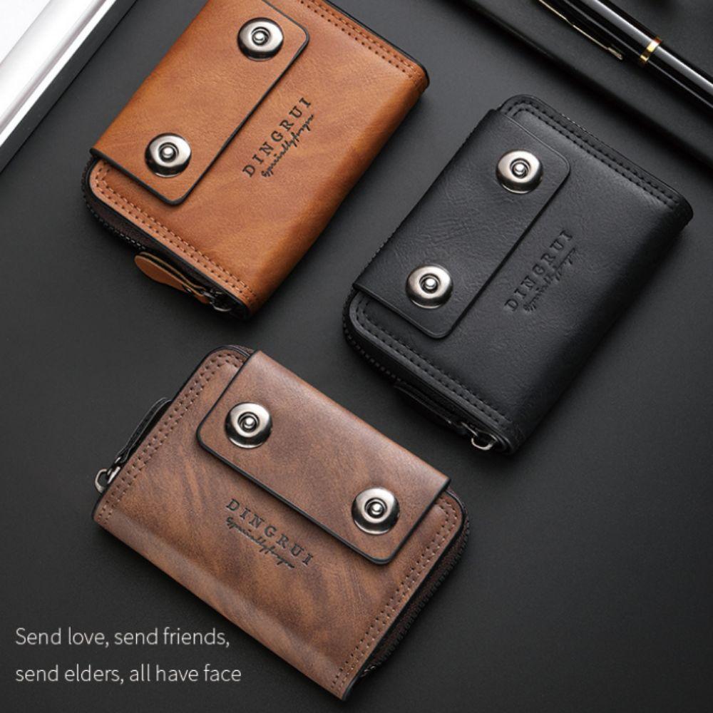 Multifunctional Three Fold Wallet Solid Color Business Clutch Bag Creative Men Card Holder  Men