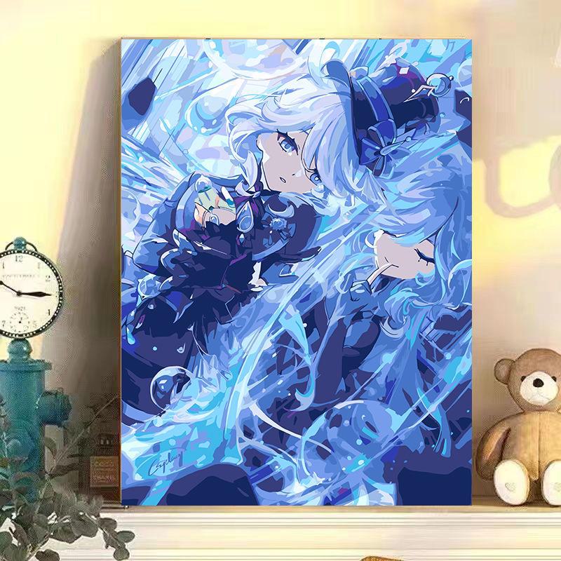 "Digital DIY Oil Painting: Two-Dimensional Anime Water God Fu Nina Decorative Artwork"