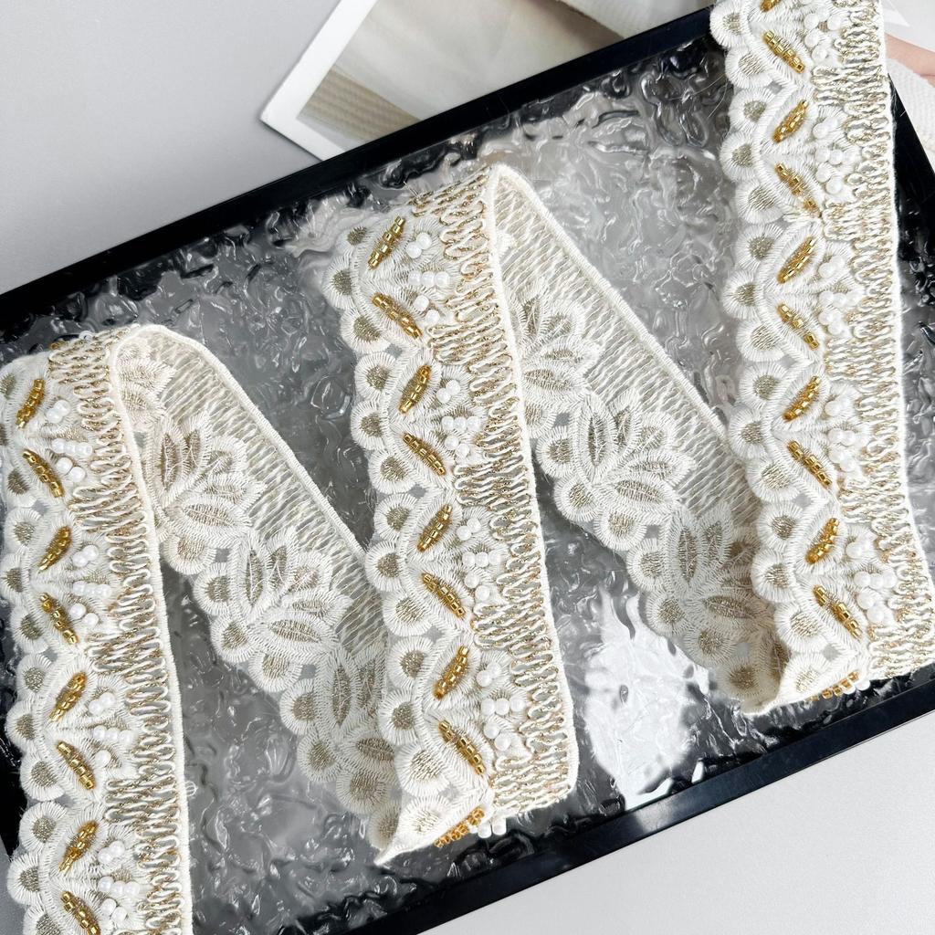 4.5Cm Organza Beads Embroidery Barcode Lace Exquisite Window Decoration Clothing Luggage Belt Decorative Lace Accessories