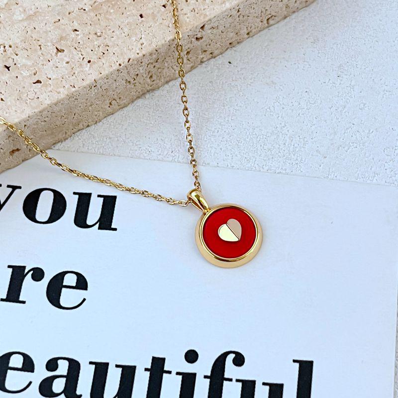 Fashion Light Luxury Leather Inlaid Metal Heart Stud Earrings & Necklace Set