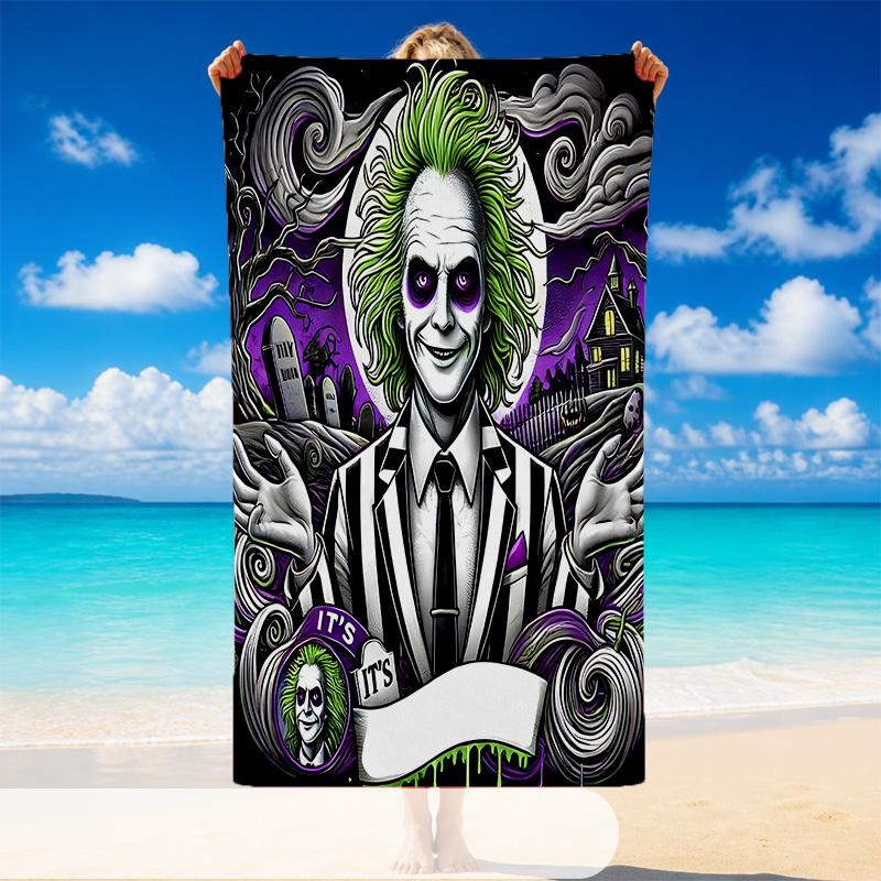 Quick Dry Beach Towel Beetlejuice Pattern, Lightweight Absorbent Towel for Pool Beach Vacation Use