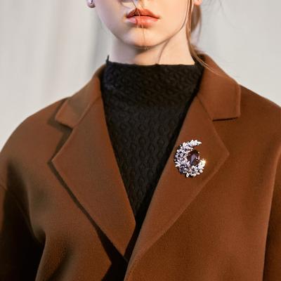 Women Fashion Crystal Moon Brooch Exquisite Crystal Pin Jewelry Accessories For Sweater Coat Decoration