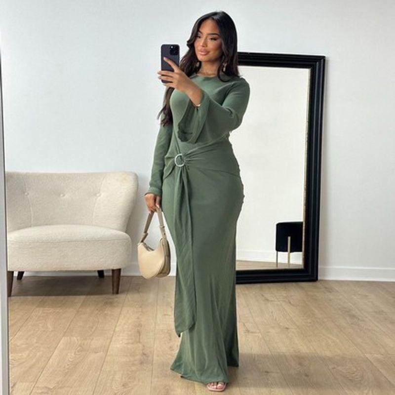 Spring & Fall Middle East Ethnic Clothes 2024 Elegance Bell Sleeve Work Clothing Robe Tight Waist Fishtail Dress Dresses
