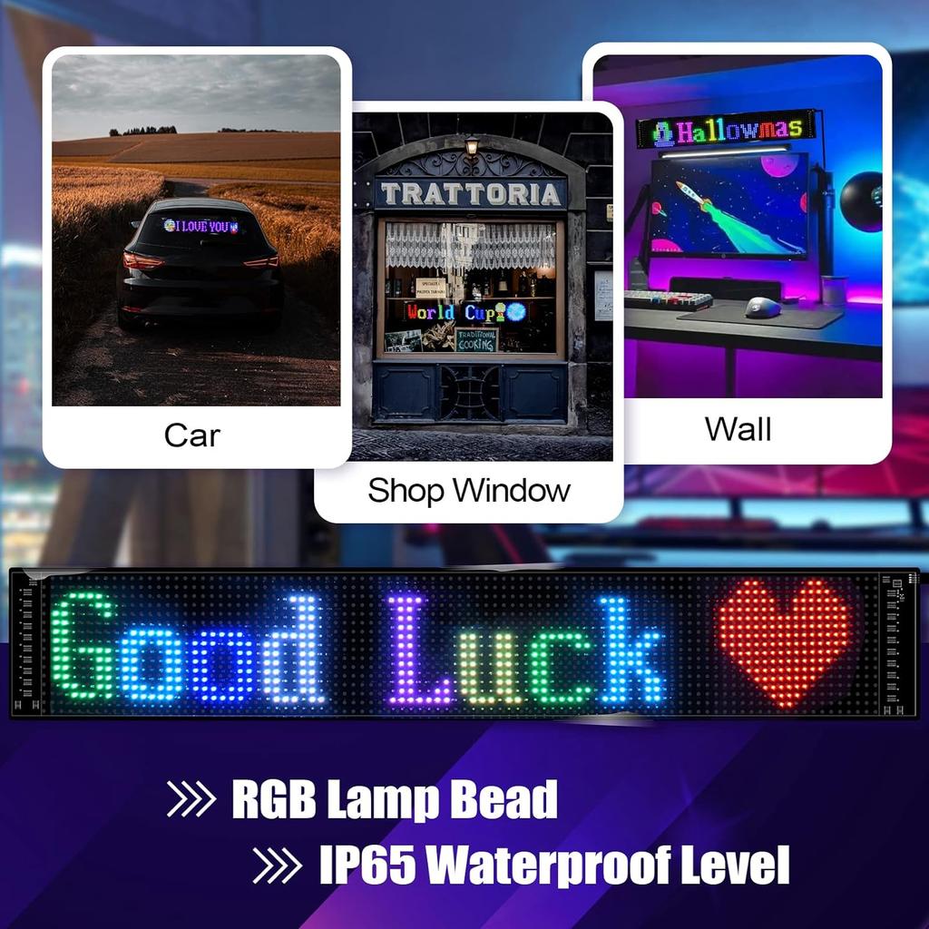 RGB LED Matrix Pixel Panel USB5V Bluetooth APP Addressable Pattern Graffiti Scrolling Text Animation Display Car Store Screen