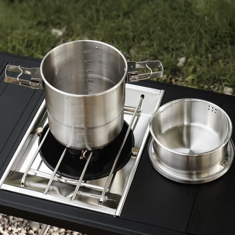 Light weight Outdoor Cooking Stainless Steel Camping Pot Multifunctional For Campers And Adventurers