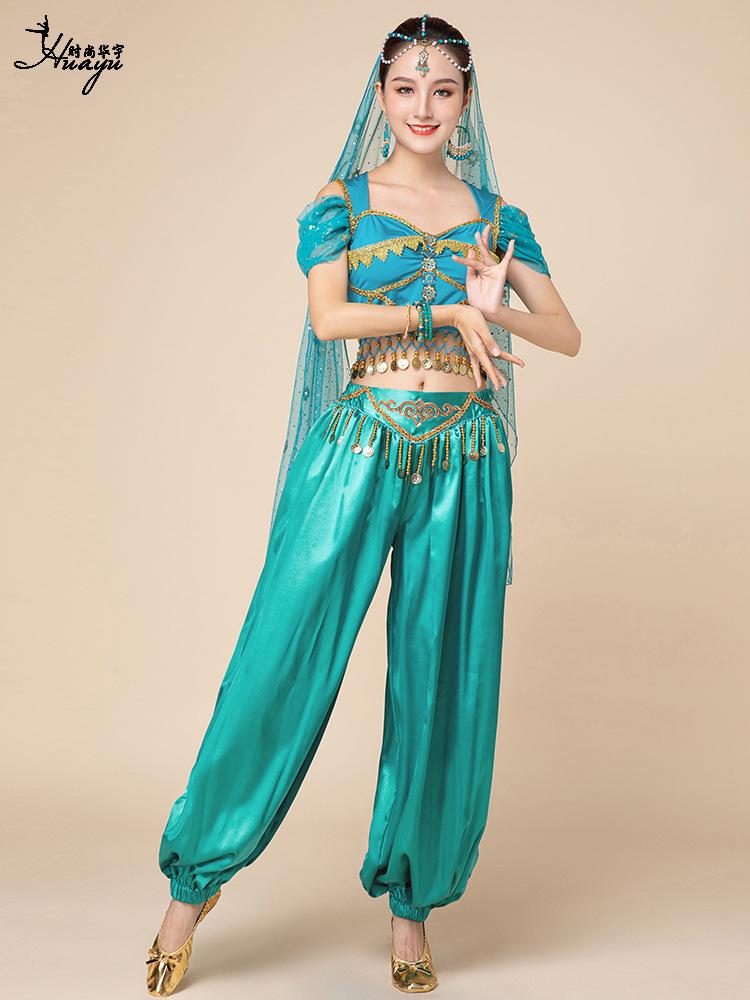 Costume de Danse du Ventre Exotique Princesse Jasmine d'Halloween pour Adultes