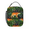 Dschungeltiger und tropische Blumen isolierte Lunchtasche für Kinder Schulkühler Thermische Lebensmittelbox Tragbare Lunchboxen Behälter