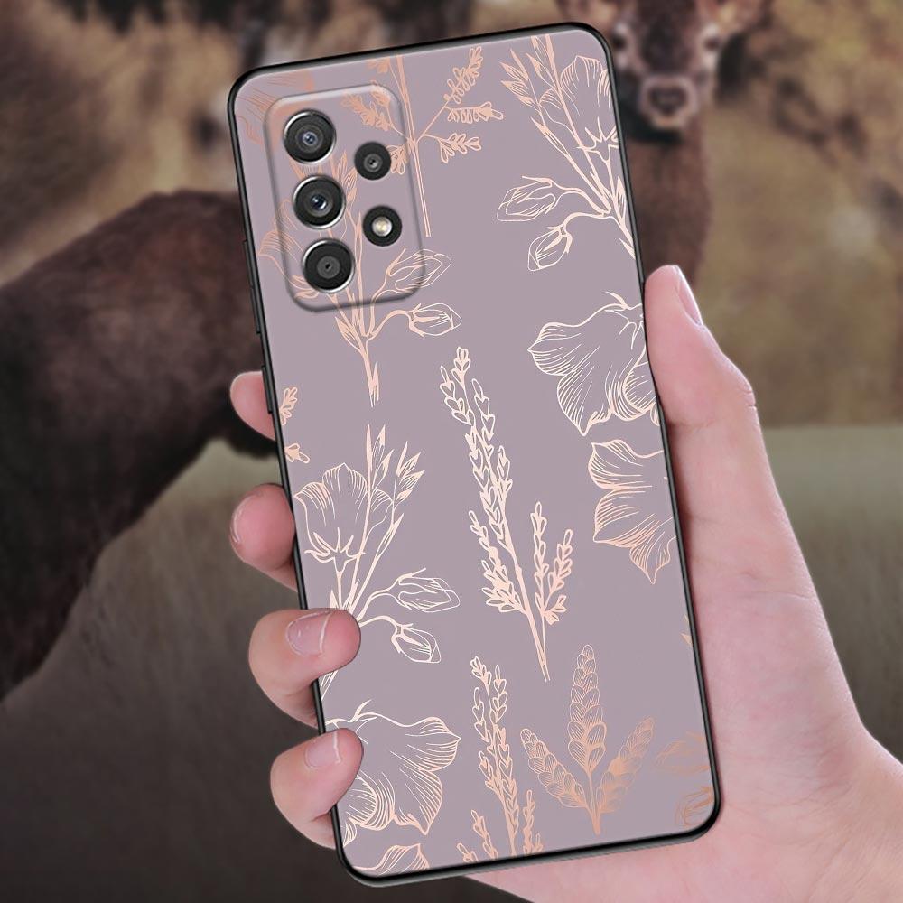 Pink Glitter Hearts Love Grass Leaf Phone Case For Samsung Galaxy A57 A56 A37 A55 A36 A26 A54 A52 A35 A34 A17 A16 A15 A07 Cover