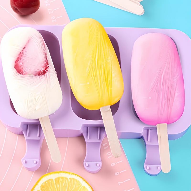 4pcs Multi Style Cartoon Silicone Ice Cream Molds, 3D DIY Easy Release Popsicle Maker with Free Sticks, Summer Homemade Ice Pop Tool for Kitchen