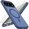 Coque Pour Google Pixel 11 Pro XL, Hybride Avec Cercle Magnétique - Bleu Marine - 2 Verres Trempés