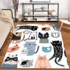 Cartoon Cat Pattern Area Rug - Cute Cats with Striped and Playful Designs" Suitable for use as an anti-slip1 for1room and bedroom sofas