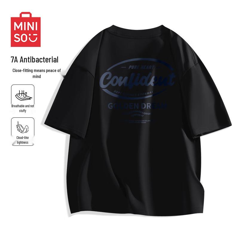 MINISO Men s American Style Loose Fit Antibacterial Short Sleeve T-Shirt M