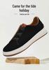 Men's Retro Genuine Leather Suede Slip-On Casual Shoes with Soft Sole - Trendy Black