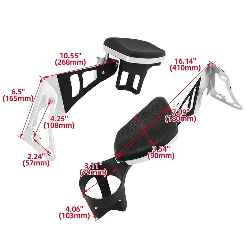 Regulowane tylne podłokietniki dla pasażera motocyklowe z uchwytem na kubek Akcesoria Do Harley Touring Tri Glide Electra Glide 1997-2013