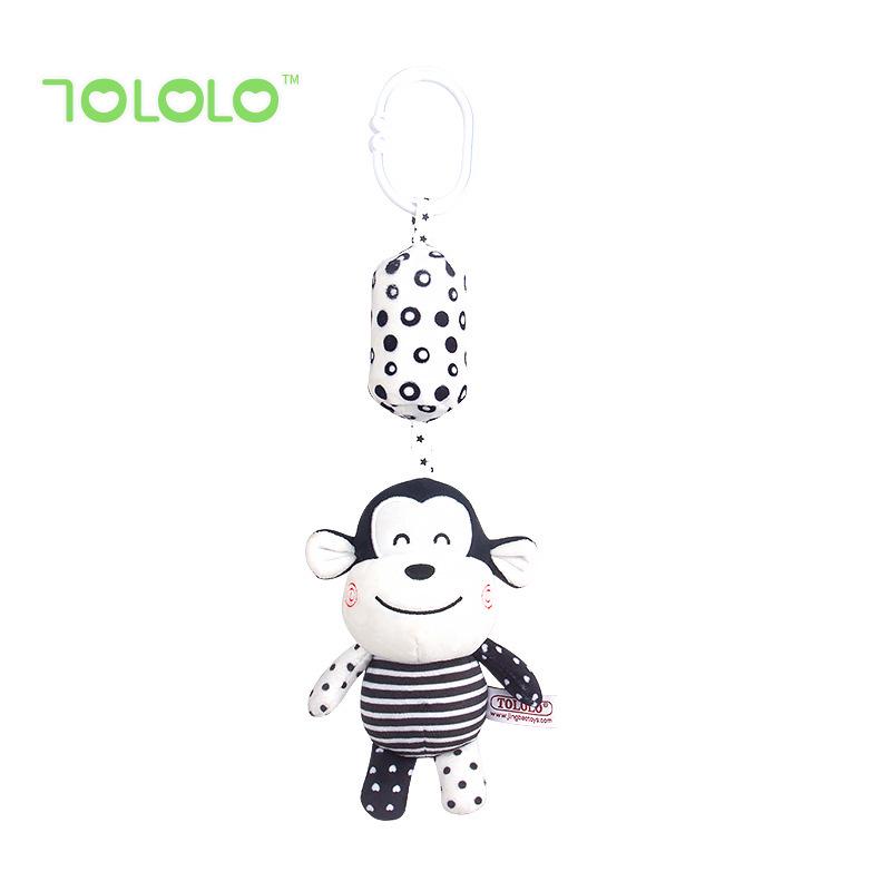 TOLOLO Black & White Crib Mobile Wind Chime for 0-3 Year Olds - Early Education Hanging Rattle Toy