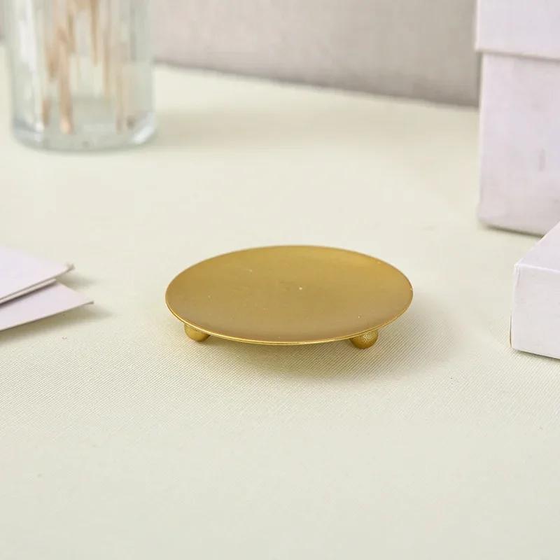 Gold Black American style candle holder candle dish small candle holder iron tray holder round metal wedding props1PC