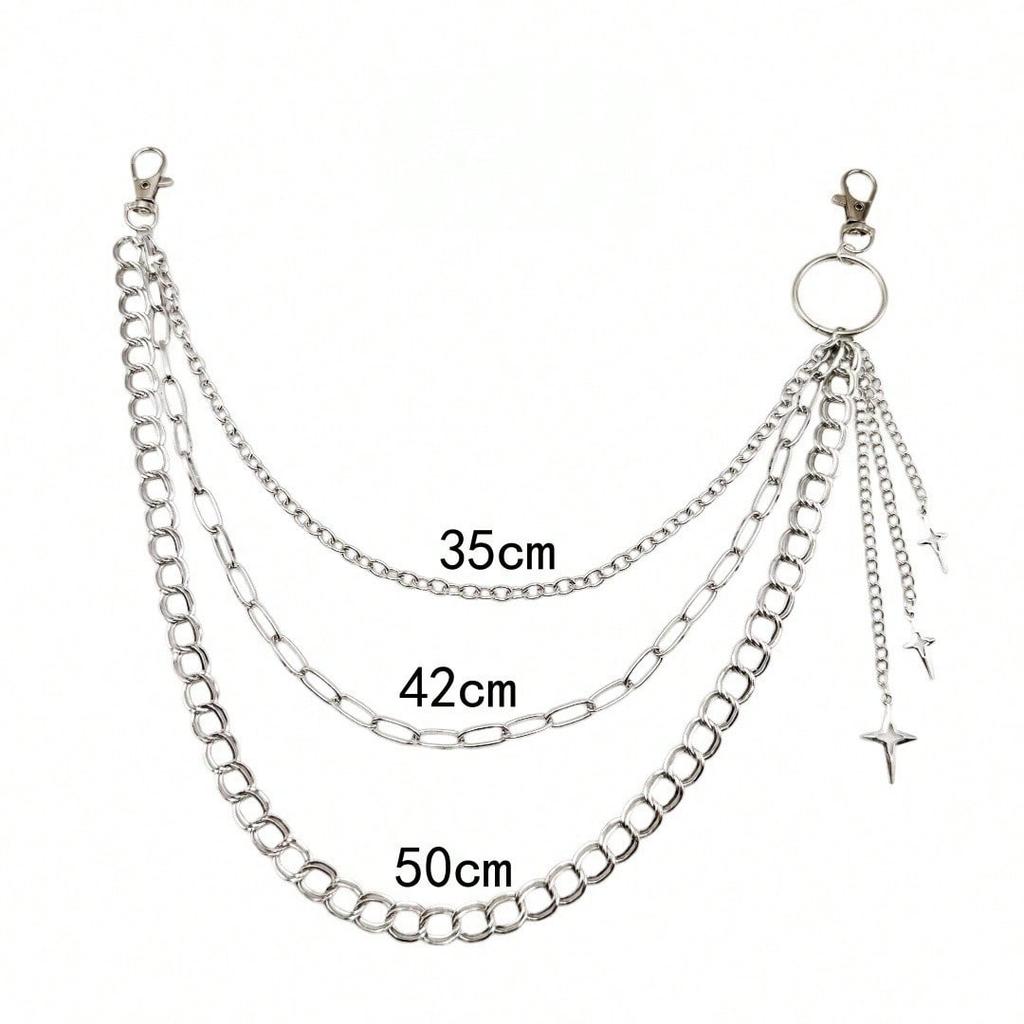 European and American Jewelry Hollow Cross Awl Pendant Trouser Chain New Star Waist Chain Multi-Layer Decoration
