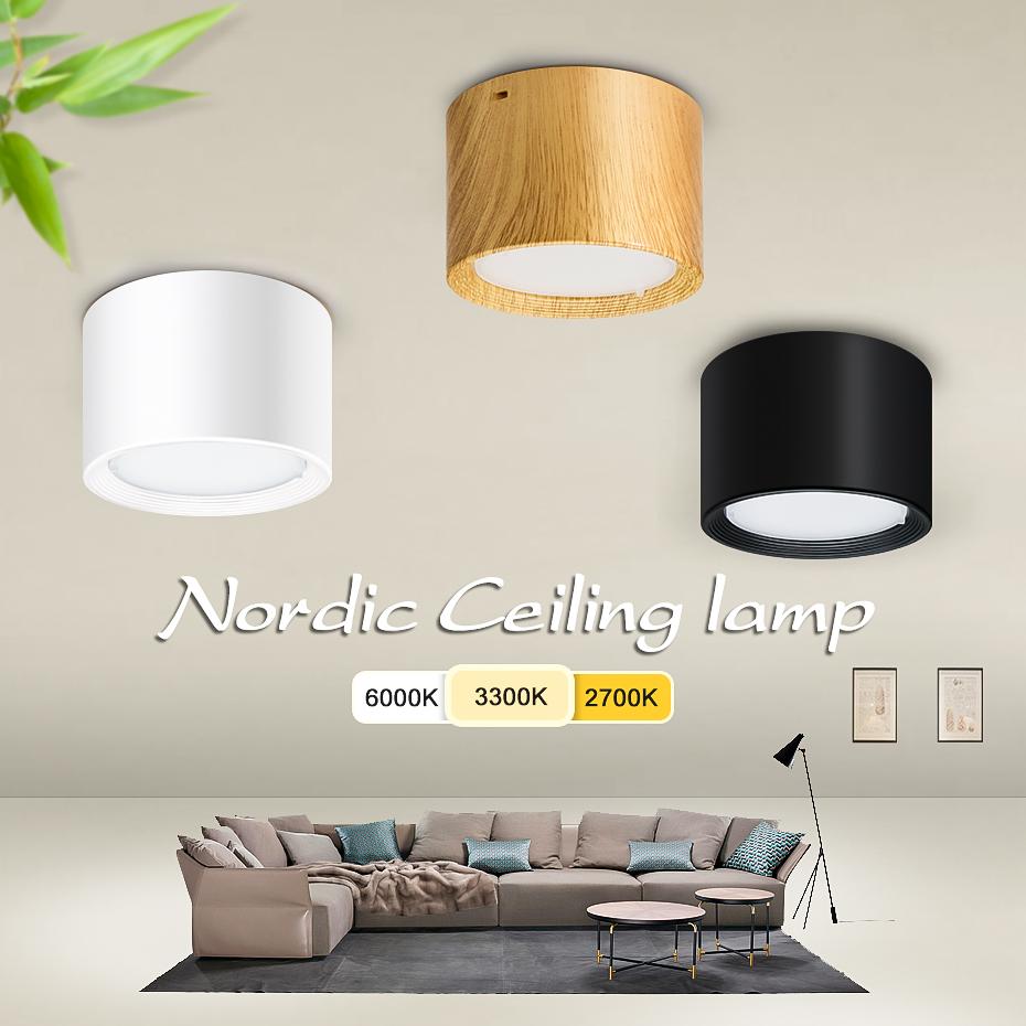 Moderne LED-taklamper 15W 10W 7W 5W runde taklamper Stue Soverom Naturlig lys Overflatemontert Panellysarmatur
