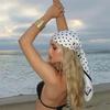 Printed Small Square Scarf Geometric Shape Hair Scarf Elegant Polka Dot Silk Scarf  Women