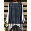 Fashionable New Round Neck Large Size Imitation Butterfly Denim Fake Two Piece Pattern Print Women's Top (No Accessories)