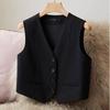 Elegant Women Fashion Short Blazer Vest Spring Autumn Work Wear