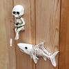 Skeleton Statue Wall Decor Resin Skeleton Fish Tank Ornament Resin Wall Decor Skeleton Angler Statue with Figurine for Halloween