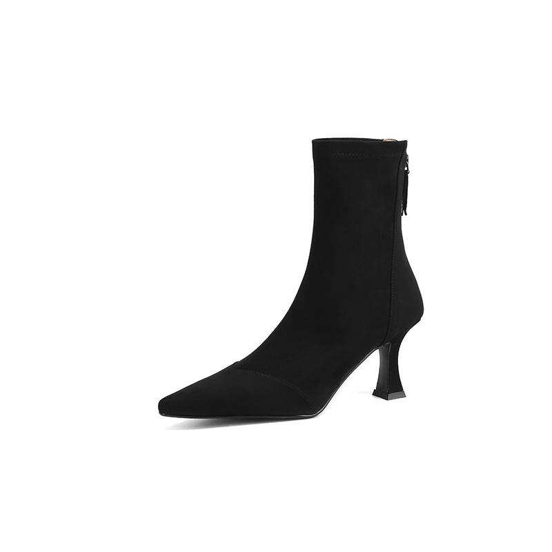 

Коричневые ботинки Женские осенне-зимние остроносые короткие ботильоны Облегающие ботинки Тонкий каблук Высокий каблук Универсальные эластичные ботинки Короткие ботинки Одинарные ботинки Женские 39