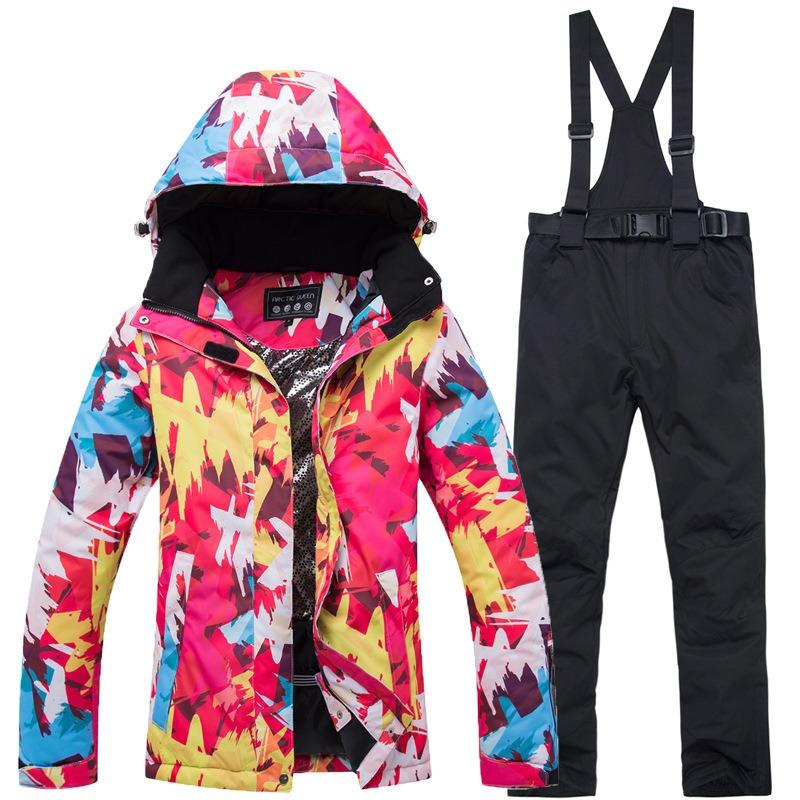 Winter Outdoor Ski Suit, Women's Thermal Snowboard and Snowboard Ski Pants Suit.