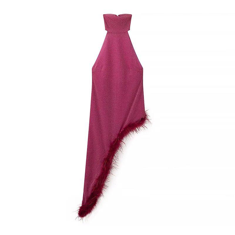 Elegant European & American Style Halter Neck Backless Slim Fit Dress