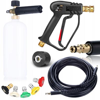 Conjunto Pistola + Mangueira 10 m + Lança de Espuma – Compatível com Kärcher K2–K7 | 5 Bicos | 200 BAR | Detalhamento Automotivo, Casa, Jardim