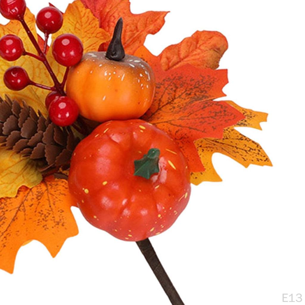 Artificial Maple Branches Vine Foliage with Pumpkin DIY Halloween Decor Kitchen Festival Table
