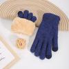 Women's Warm  Cold Resistant Knitted Gloves In Autumn and Winter, Plush Yarn Thickened Double-layer Outdoor Touchscreen Gloves