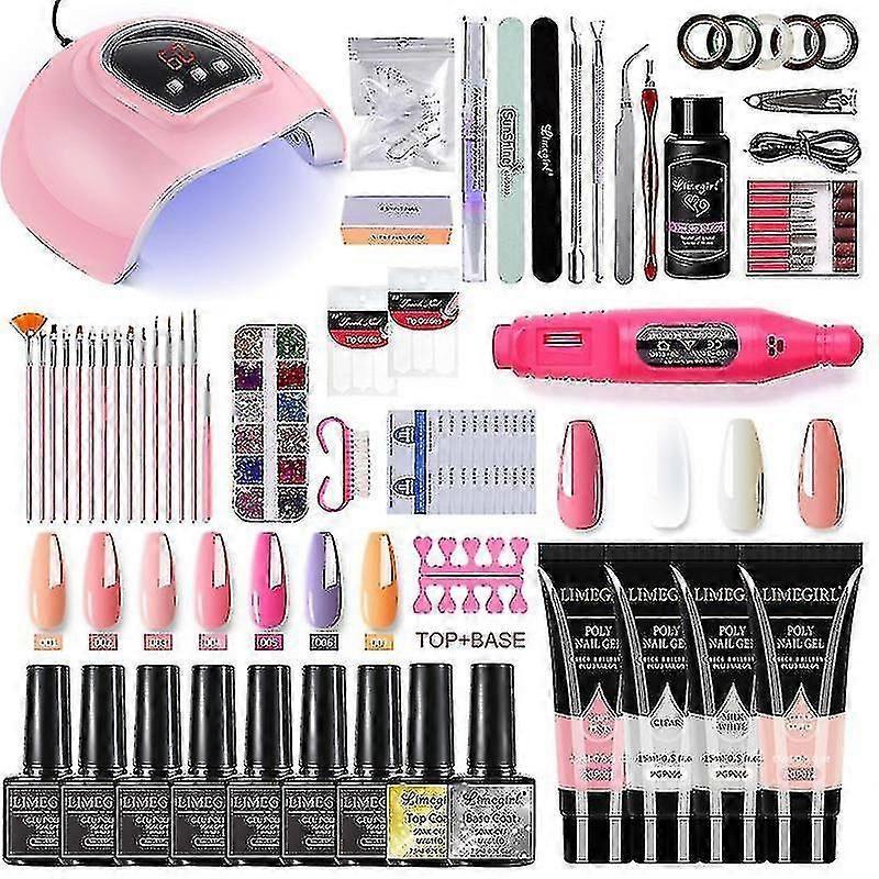 Nail Extension Manicure Set Gel Nail Polish Set Quick Build Polymer Gel Set Soak Uv Led Lamp Dryer Finger--(niubi)