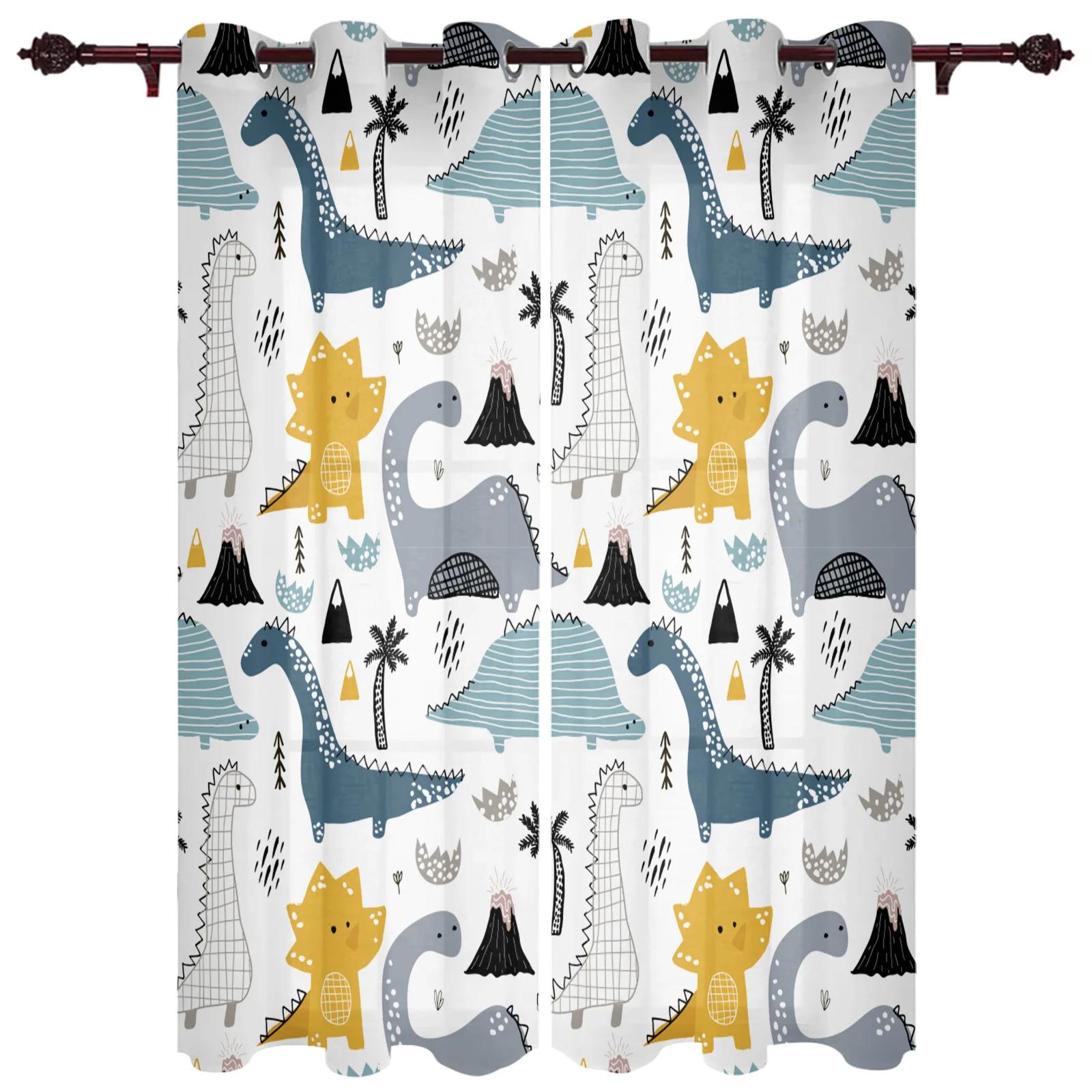 

2024 Горячая Распродажа Забавный Мультяшный Дети Милый Динозавр Ткань Шторы Для Гостиной Спальни Детской Комнаты Детского Сада 2 Шт. W60xH100(CM)x2pcs&Rod Pocket