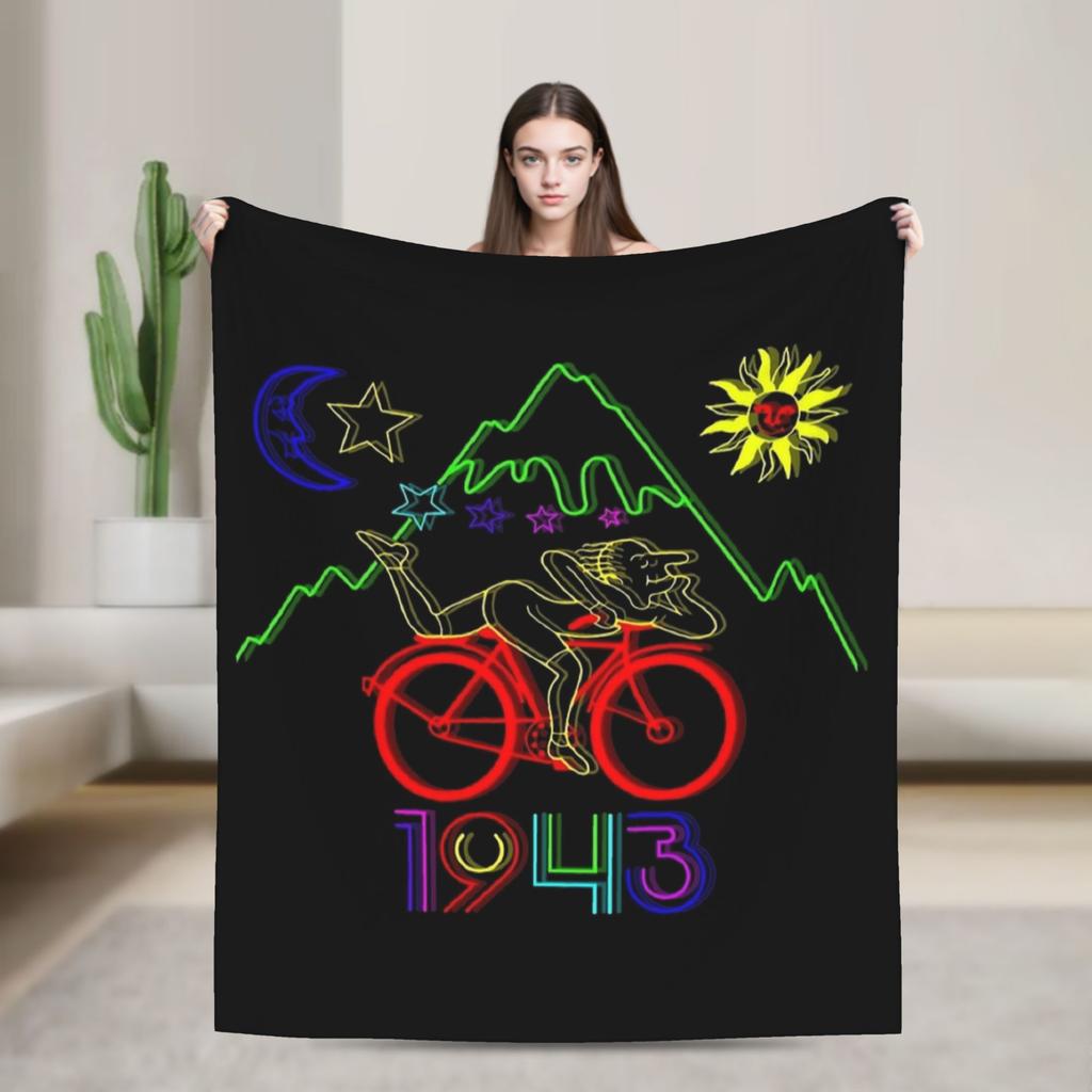 Soft Blanket Girls Boys Travel Albert Hofmann LSD Bicycle Day Throw Blanket Flannel Bedspread For Chair Novelty Sofa Bed Cover