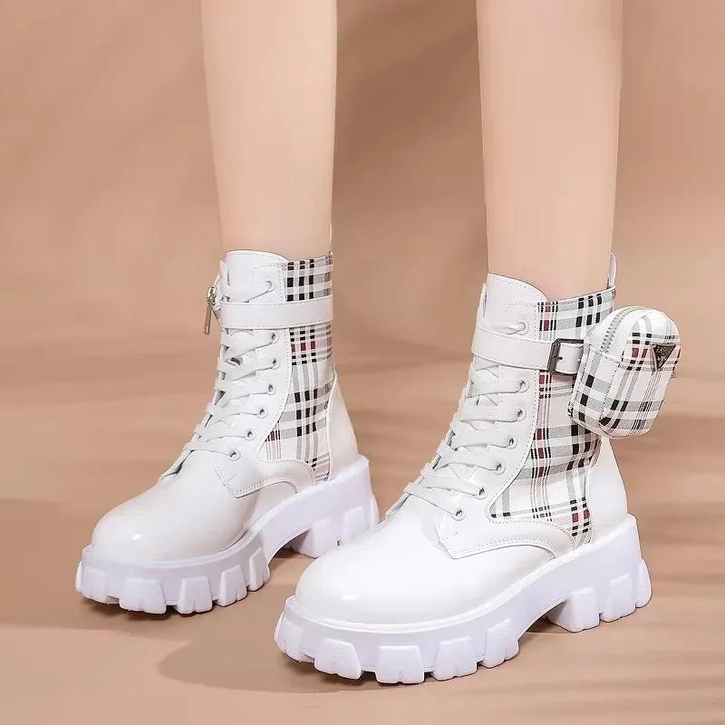 Fashion Women Platform High Top Fashion Boots Side Zipper Lace-up Versatile Warm Women Boots New In Women's Boots Mujer
