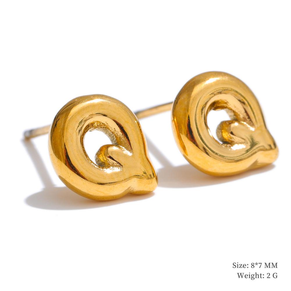 Yhpup 26 Initial Letter A-Z Stainless Steel Gold Color Stud Earrings 18K PVD Waterproof Plated Daily Versatile Basic Jewelry