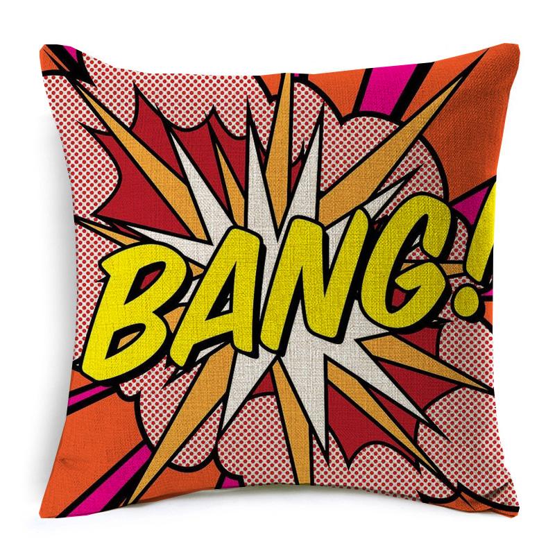 Cotton Linen Throw Pillow Cover American Pop Art Cushion Cover Pow Bang Wow Love Pineapple Modern Decorative Sofa Cushion Covers