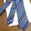 Necktie Gift Paul Smith Tie with Paul Smith Case Carry Bag PS2 Gift Wrapping [Brand Set] Ribbon, & (REDROSE Original) Navy/Blue Multi-Stripe (Gift,