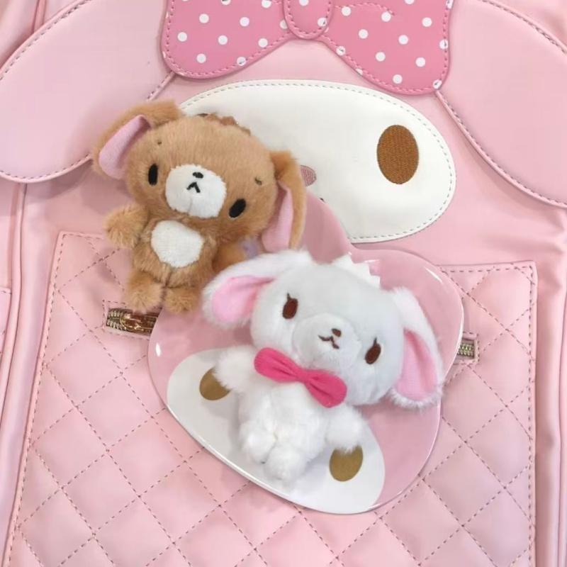 8CM caramel bunny couple plush toy keychain kawaii Caramel Sugar bunnies Stuffed doll fuzzy mini White rabbit bag charm