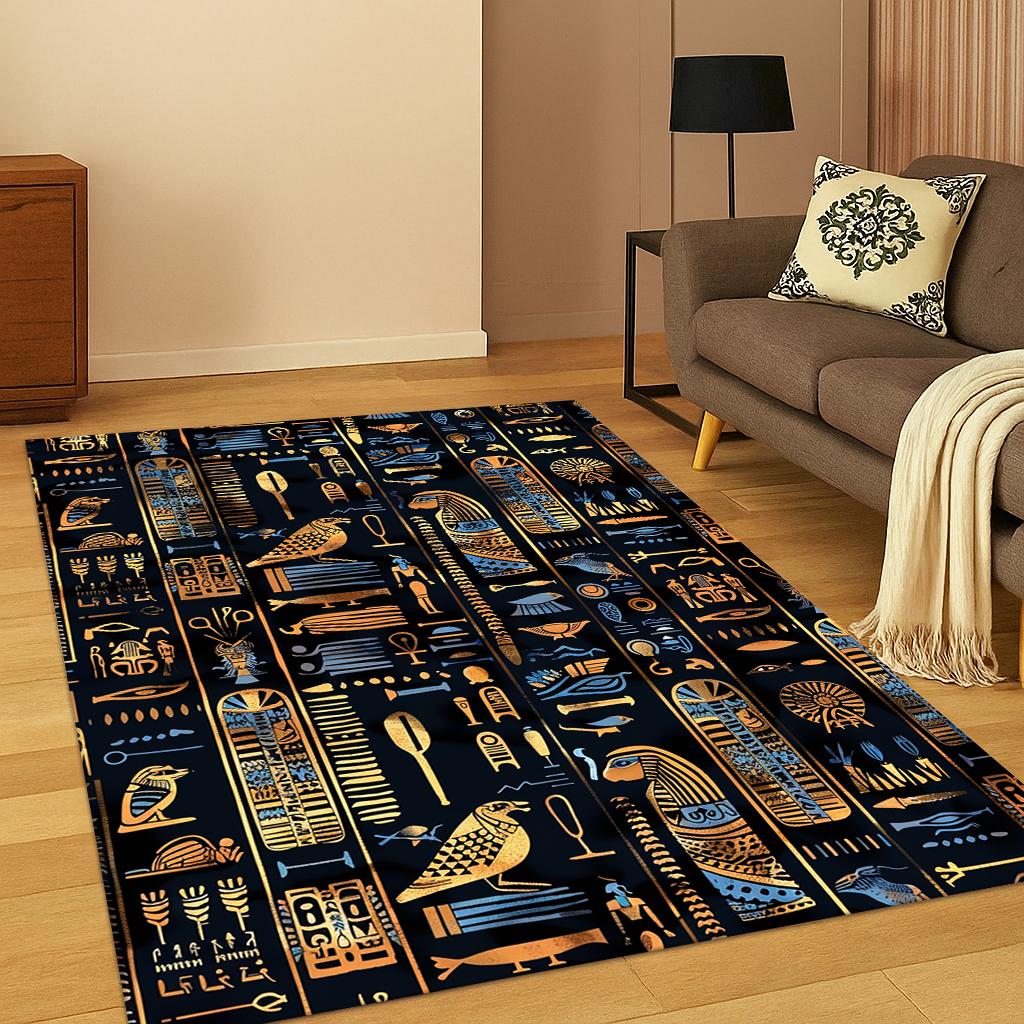 Ancient Egyptian Mythological Pharaoh Sign Carpet Rug for Home Bedroom Living Room Sofa Doormat Decor,Area Rug Game Non-slip Mat