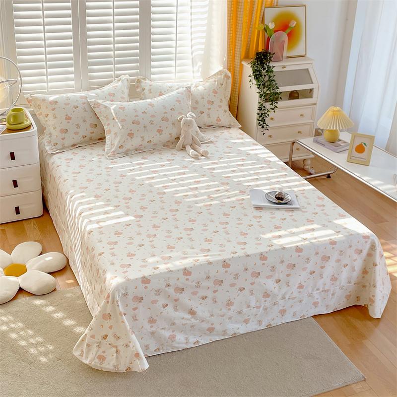 Floral Printed Bed Sheet Set Roses Design Bed Sheets Soft Breathable Fabric Flat Sheet with Pillowcases Queen Size Bedding Set