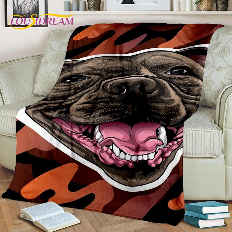 Cartoon French Pit Bull Dog Pet 3D Blanket,Soft Throw Blanket for Home Bedroom Bed Sofa Picnic Travel Office Cover Blanket Kids