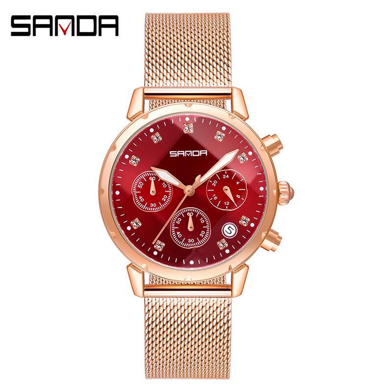 Sanda Men's Fashion Quartz Watch with Date, Three Hands, and Nail Scale