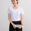Women's Slim Fit Pure Cotton White T-Shirt - Short-Sleeved, Solid Color, Lightweight, Summer 2025 Edition
