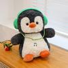 Interactive Penguin Doll Stuffed Animals Fluffy Wearing Headphones Animal Doll  Home Decor