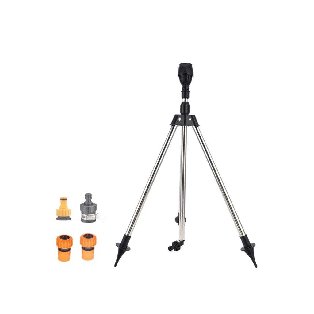 Lawn Metal Base Tripod Sprinkler Head Leakproof Design 3/4in Hose Fitting Customizable Sprayed Patterns Outdoor Watering