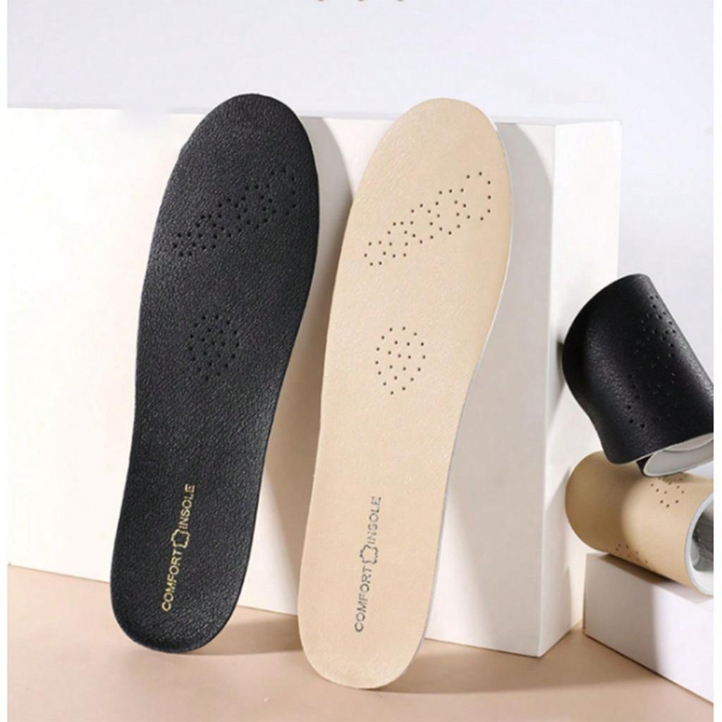 Leather & Latex Sports Insole, Cowhide Insole, Shock Absorption Cushioned Shoe Inserts for Women Men Sneakers Shoes, Casual Shoes